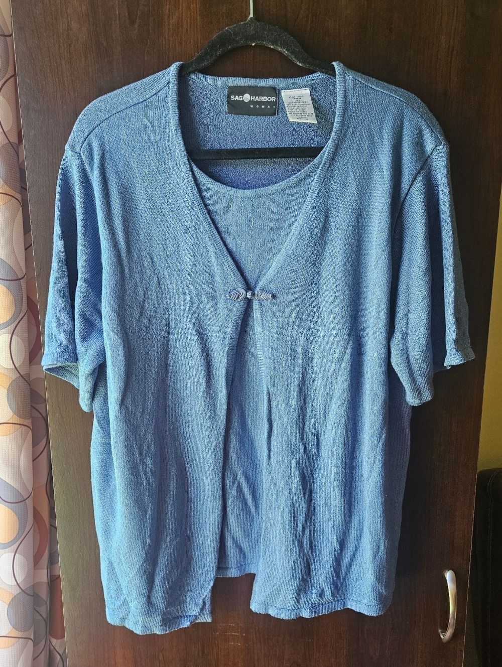 Sag Harbor Blue Pullover Blouse Size 1X